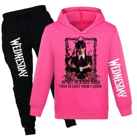 Suyaluoi American TV Series Children's Hoodies Long Sleeve Pullover Hooded & Pant 2 Piece Jogging Suit Boys Girls Tops Sweatshirts, rose