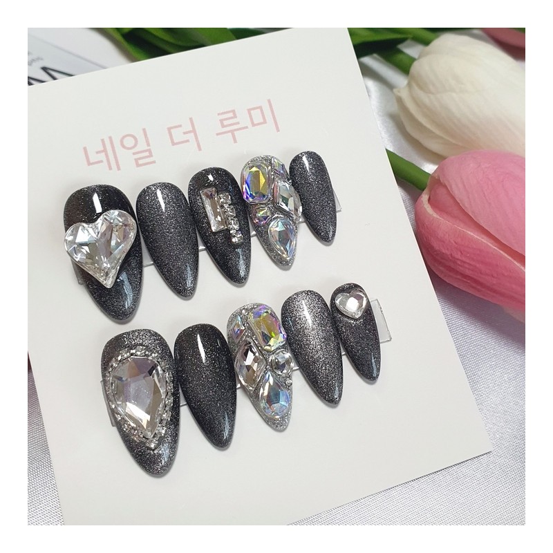 [107 Colors] Heart Bling ❤ Handmade Nail Tips - Chart