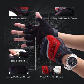 HLDD HANDLANDY Fingerless Work Gloves for Men, Half Finger Work Gloves, Grip, Shock-Absorbing, Breathable, Uwrist TPR Anti-Collision Gloves for Men & Women