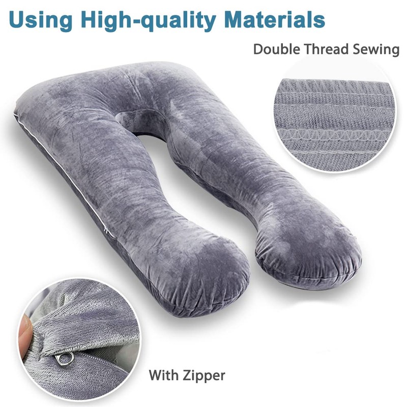 AS AWESLING U Shaped Velvet Pillowcase, U-Shaped Pregnancy Pillows Cover,