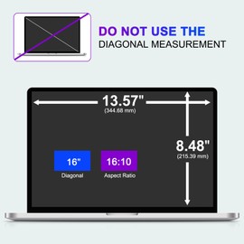 LILIONGTH 16 inch 16:10 Laptop Privacy Screen Protector, Privacy Filter Screen Protector for 16" Laptops, Anti Peek and Glare Privacy Screen Protector for Lenovo, HP, Dell, ASUS