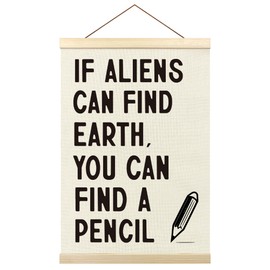 Tzhim If Aliens Can Find Earth You Can Find a Pencil Poster Hanger Frame, Funny Classroom Wall Hanging Decor for Middle High School, Black and White Classroom Wall Art Prints with Wood Frames, 12x16in