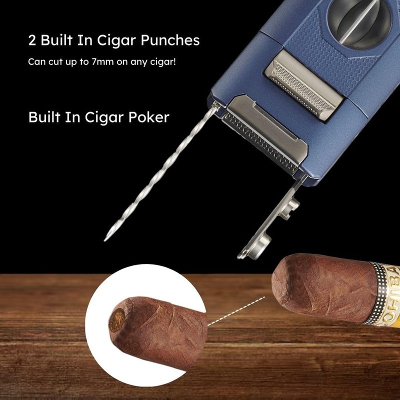 Visol Joplin Quad Torch Multi-Tool Table Lighter, Built in Guillotine