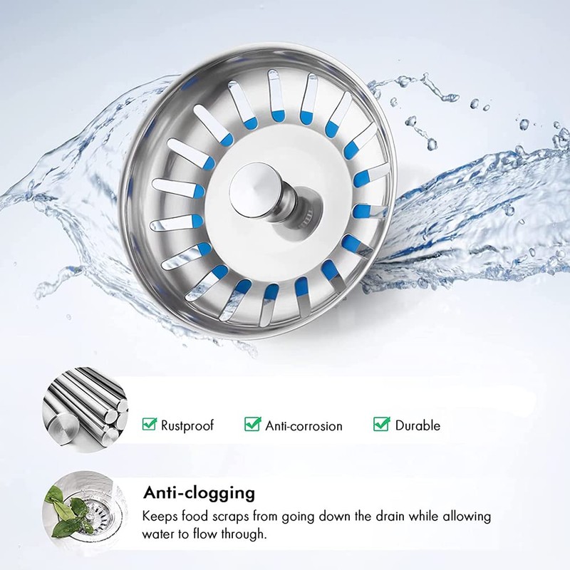 2 Pieces Strainer Basket Sink Strainer 80 mm 304 Stainless