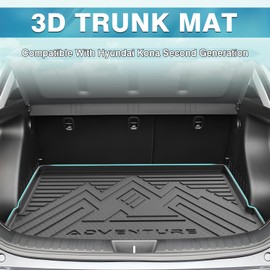 Mixsuper Cargo Liner for Hyundai Kona/Kona Electric (EV) 2024-2025 2026, Trunk Mat for Hyundai Kona Accessories Cargo Mat Rear Trunk Liner Black