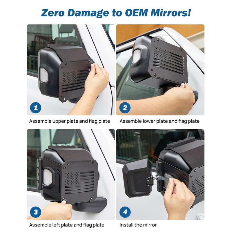 JOYTUTUS Towing Mirrors Extensions Compatible with 2018-2026 Wrangler JL/JLU &