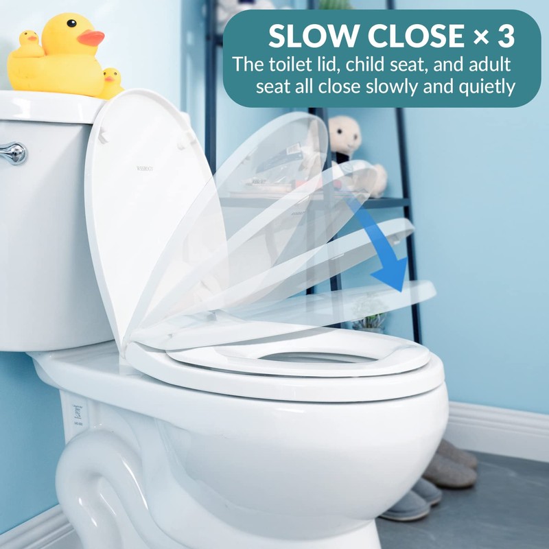 Round Toilet Seat with Built-In Toddler Training Seat