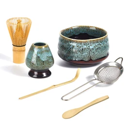 DWCQRTM Japanese Matcha Set of 6 Matcha Set, Tea Ceremony Set, Tea Ceremony Set, Matcha Bowl, Chashaku, Chasaku Repair Chasaku (Blue)