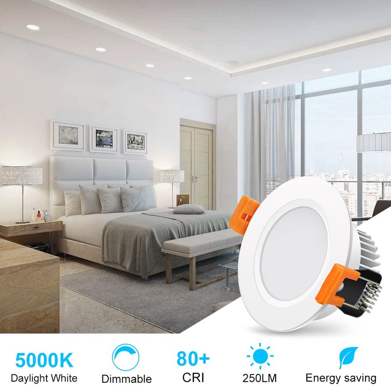 2 Inch LED Recessed Lighting, 3W Dimmable Downlight, 5000K Daylight
