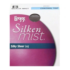L'eggs 1-Pair L'eggs Silken Mist Size B Black Mist 20207 Control Top Silky Sheer Leg
