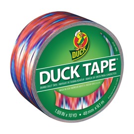 Duck 284572 Printed Duct Tape Single Roll, 1.88 Inches x 10 Yards, Ikat Tie Dye