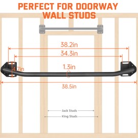 HWOOUSA HWOOUSA Pull Up Bar Wall Mounted-Heavy Duty Joist Mounted Pull Up Bar-Premium Strength Training Pull-Up Bars-Fast and Easy Installation for Home and Garage Use,Supports up to 600 Lbs