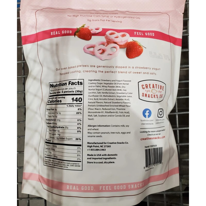 Creative Snacks Co Strawberry & Yogurt Pretzles 1 Lb 10