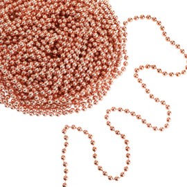 Dilunave 50 ft Christmas Tree Beads Garland Artificial Pearl Garland Chain Decor Plastic Faux Pearls Beaded Trims String Beaded Garland for Xmas Tree Mantle DIY Holiday Decoration Supplies (Rose Gold)