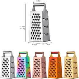 Large Cheese Grater Vegetable Slicer Stainless Steel with 4 Sides, 9.2 Inches Multifunctional Cutter Planing for Ginger, Garlic, Cucumbers, Carrots, Cheese, Potato, graters for Kitchen (Silver)
