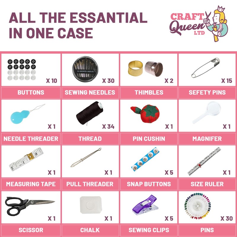 Sewing Kit 139-Piece - Professional Portable Sewing Accessories Bag for