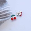 Yienate Trendy Simulation Cherry Dangle Earrings Tiny Red/White Cherry Earrings