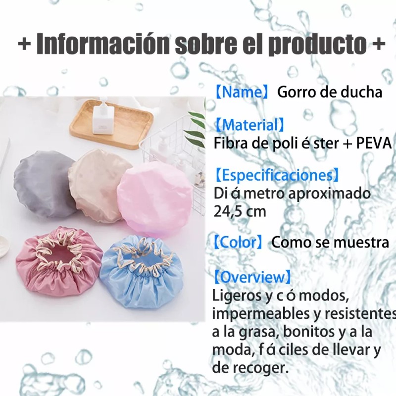 Coenii 5 Gorros De Baño Impermeable Ducha Mujere Doble Reutilizable