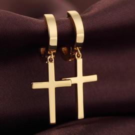 Men Cross Earrings Gold Cross Earrings for Men Gold Cross Hoop Earrings Sterling Silver Cross Dangling Earrings Gold Dangle Cross Earrings for Women Cross Earrings Cross Jewelry Jiahanzb