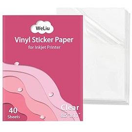 Printable Transparent Sticker Paper - 8.5" X 11" Blank Custom Label Sticker Sheets - 40 Clear Sheets - for Inkjet Printers
