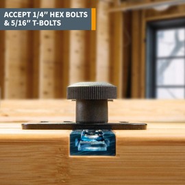 POWERTEC 48" Universal T-Track 2PK w/Horizontal Hold Down Toggle Clamp 4PK & Mounting Plate for Woodworking Jigs, Table Saw Sled, Drill Press Table, CNC Machine and Work Bench (72139)