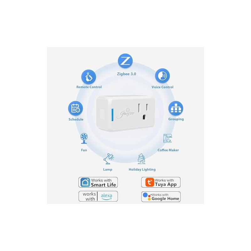 Jinvoo Zigbee Smart Plug, Wireless Mini Socket, Alexa Socket, Smart