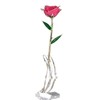 24K GoldPlated Rose Flower Pink Green Leaf for Valentine's Day