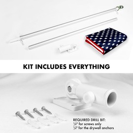 G128 Combo Pack: 5 Ft Aluminum Spinning Flagpole (Silver) & American USA Flag 2x3 Ft, LiteWeave Pro Series Printed 150D Polyester | Pole with Flag Included