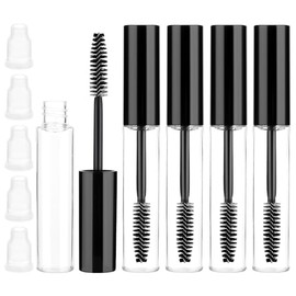 Pack of 5 Empty Mascara Bottles, 10 ml Eyelash Brush with Container, Refillable Mascara Tube with Transparent Funnels, Suitable for Castor Oil, Eyelash Filling (Black)