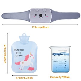 Hot Water Bottle, Warm Water Bag Rubber Hot Water Pouch with Soft Plush Hand Waist Warmer Cover, Cute Unicorn Hot Water Bag for Pain Relief from Arthritis, Headaches, Hot and Cold Therapy