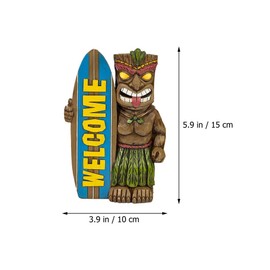 Housoutil Hawaiian Figurine Tiki Welcome Surfboard Garden Statue Tiki Bar Table Centerpieces Tropical Hawaiian Table Decoration Aloha Party Summer Patio Lawn Decorations Hawaiian Welcome Signs