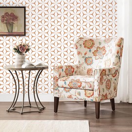 Heroad Wall Paper Peel and Stick Modern Orange and White Wallpaper Peel and Stick Boho Geometric Contact Paper for Cabinets and Drawers Renter Friendly Self-Adhesive Removable Waterproof 17.7” x 236”