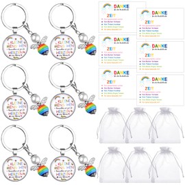 RUIYELE 6 sets of gifts for teachers, teacher gift keyring, gift farewell teacher childminder, nursery, pearl angel key ring