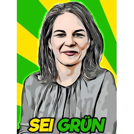 Pure Print Cut SEI GREEN Sticker - Alliance 90/Baerbock - 10 x 14 cm - Pack of 2 - Environmentally Friendly & Weatherproof - Political Sticker for Green Party Fans