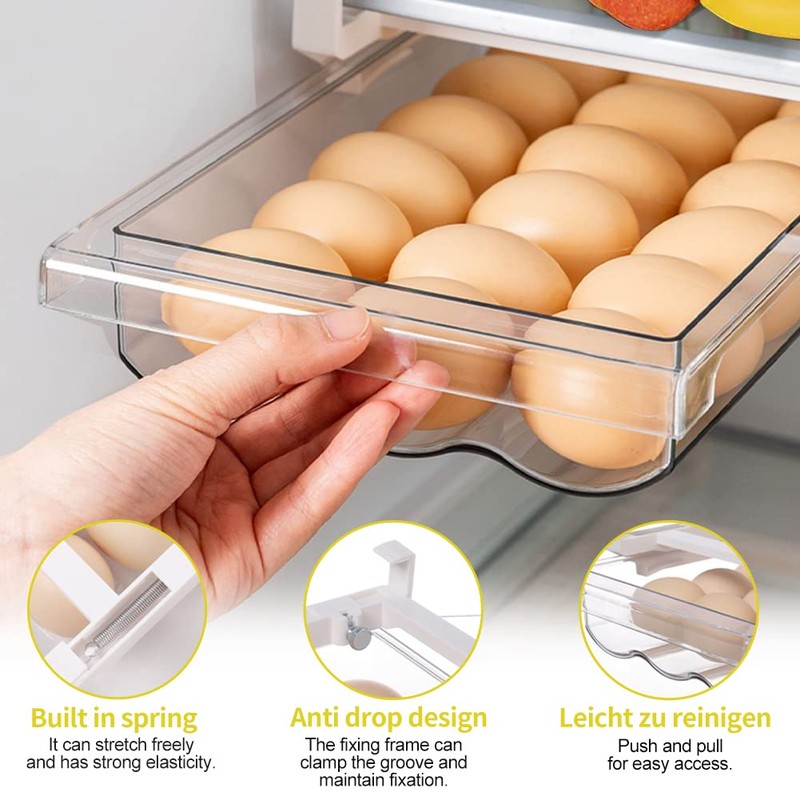LOMUG Fridge Organiser Eggs, Drawer Egg Holder, Egg Container for
