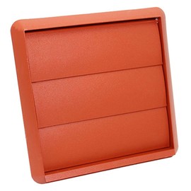 Kair Terracotta Gravity Grille 155mm External Dimension Ducting Air Vent with 100mm - 4 inch Round Rear Spigot and Not-Return Shutters