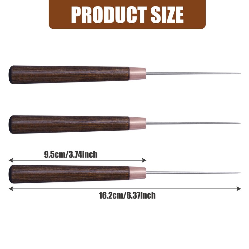 2 Pack Handwork Sewing Awl, Gourd Shape Awl Wooden Awl