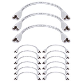 T5 T8 LED Tube Connector Adapter Cable Connector Cable Wire 8 inch Double Male to Male End Extension Cord for Integrated LED Fluorescent Tube Light Bulb Lamp Holder Socket(15-Pack 3Pin Male)