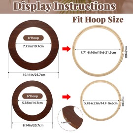 RattanView 12 Pcs Wood Embroidery Hoop Frame with Embroidery Hoops Round Embroidery Hoops Display Frame for Finished Cross Stitch Hoop Frame DIY Art Craft Sewing Ornaments(Walnut,6 Inch and 8 Inch)