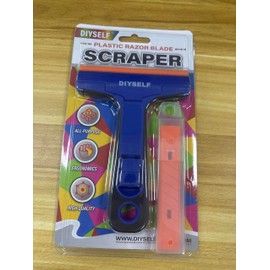 DIYSELF-Razor-Blade-Scraper, 1 Pack Razor Blade Scraper, Extra 5 PCS Orange Plastic Blades, Razor Blade Scraper Tool for Cleaning, Glass Scraper for Windows, Razor Scraper Tool for Car, Cooktop