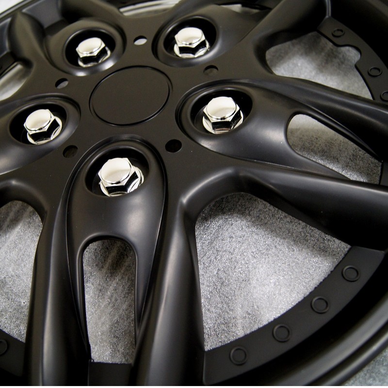 TuningPros WSC3-515B15 4pcs Set Snap-On Type (Pop-On) 15-Inches Matte Black