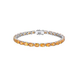 AGRULE Sparkling Tennis Bracelet for Women 6mm 925 Sterling Silver Iced Out Gemstone Bracelet Pretty October Birthstone Jewelry Citrine Tennis Bracelets 7.25"