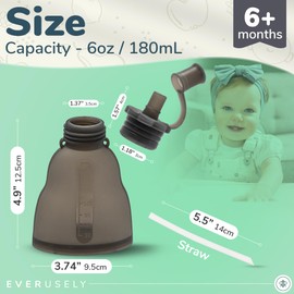 Everusely Reusable Baby Food Pouches for Toddlers - 2 Pack, 6 oz/180 ml, Slate - Squeezable Silicone Food Pouch - Refillable, Leakproof, Spill Proof Puree Containers - BPA Free - Dishwasher Safe