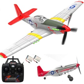 Ssccgym 453MM Pre-Assembled P51 Mustang Remote Control Airplane Aircraft Combat Xpilot Stabilization Aerobatics / 6 Axis Gyro LED Lights 4CH P51D RC Aircraft Full-Function for Beginner Expert Adults