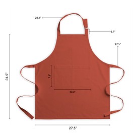 CALICOT Apron for women with Pocket 100% Cotton 27.50"x31.50" Adjustable Neck Strap & long ties Apron Men, Chef, Cooking - Gifts for Mothers day (Burnt Sienna Brown, Pack of 1)