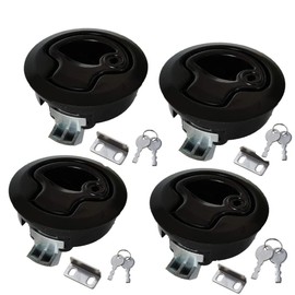 WJSKDQ 4PCS Boat Hatch Handle Round Boat Latches Flush Pull Slam Latch for Boat Hatch Lock Keyed Lock Black