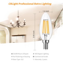 Qingmiao B11 E12 LED Candelabra Bulbs Dimmable 6W(60 Watt Equivalent), Chandelier Light Bulbs 600lm, 3000K Soft White, Ceiling Fan Bulbs for Candle Light, Home Decor, Wall Lamps, Table Lamps, 12 Pack