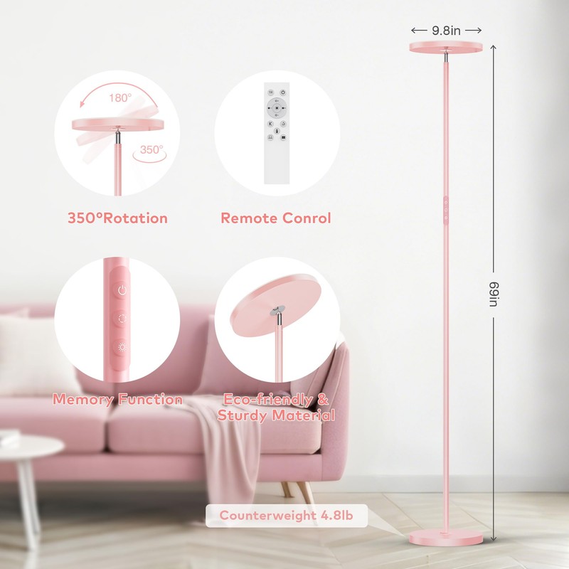 Aovpex Torchiere Floor Lamps, Super Bright Floor Lamps, Dimmable 2700K-6500K