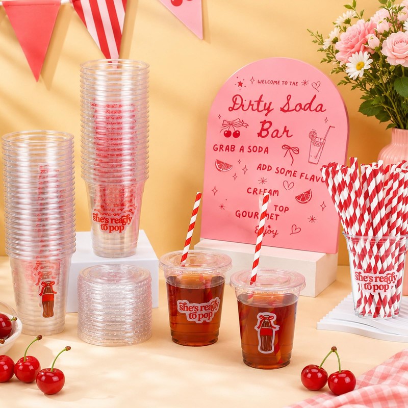 50 Pcs She's Ready to Pop Cups 12 oz Baby