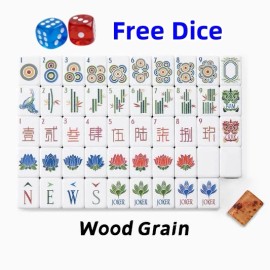 Ultimate Anti-Fade Full Set Retro Floral Stylized Design American Mah Jongg Tiles for Seniors Social Gathering EventsSize: 1.26*0.95*0.63 Inch, Color: Wood Grain